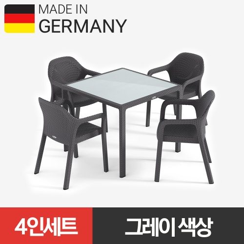 6월 [3SET 한정][독일정식수입품]레츄자 4인 다이닝 테이블, 의자 세트 (그레이)