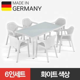 6월 [7SET 한정][독일정식수입품]레츄자 6인 다이닝 테이블, 의자 세트 (화이트)