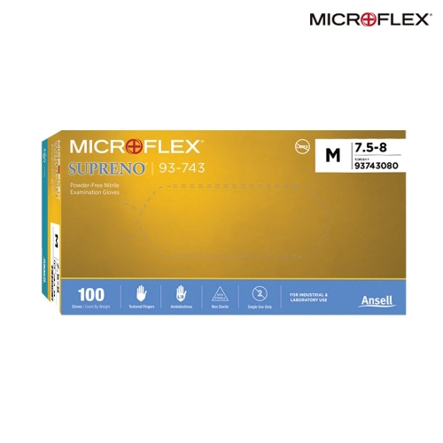 MICROFLEX 일회용 니트릴 장갑. SUPRENO. 93-743(대표상품코드 93-743-M)