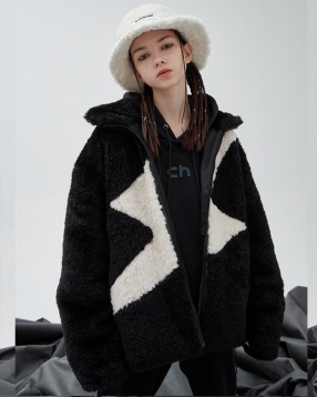 [CHRISUNO] 번개 스마일 양털 집업 재킷